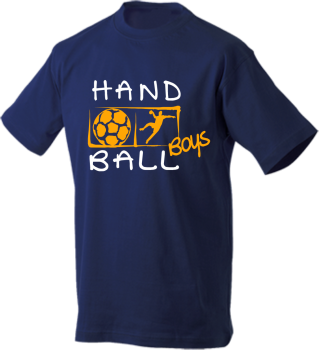 Handballshirt boys in navy mit Druck in weiß und neonorange